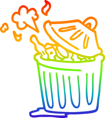 gökkuşağı gradyan çizgi çizimi bir insan tarafından çizilmiş bir çöp kutusu