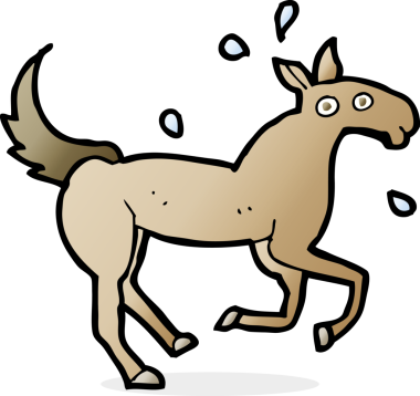 Bir insan tarafından çizilmiş terli bir at.