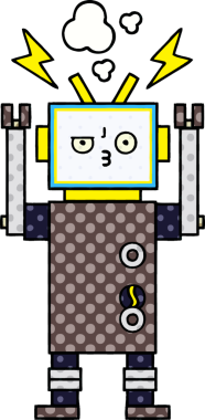 bir insan tarafından çizilmiş bir robotun çizgi roman tarzı