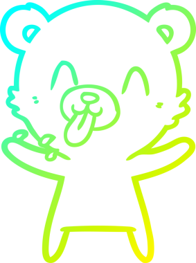 Bir insan tarafından çizilmiş dilden çıkmış kaba bir kutup ayısının soğuk çizgi çizimi.