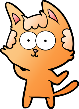 Bir insan tarafından çizilmiş mutlu çizgi film kedisi.