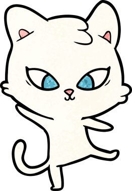 Bir insan tarafından çizilmiş sevimli çizgi film kedisi.