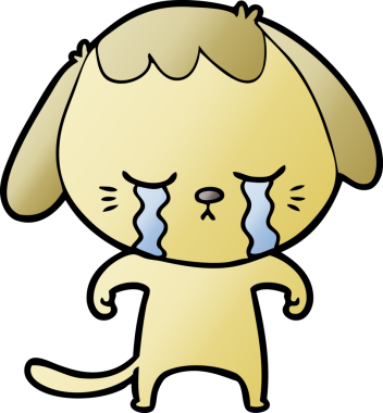 Bir insan tarafından çizilmiş ağlayan bir köpek.