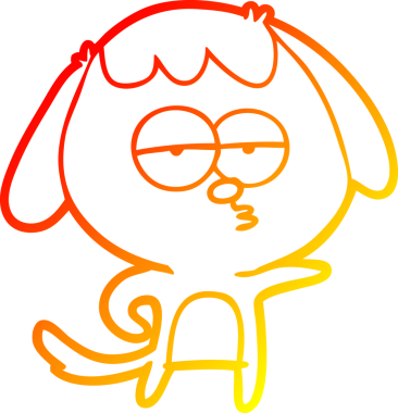 Bir insan tarafından çizilen ve sıkılmış bir köpeğin sıcak çizgi çizimi.