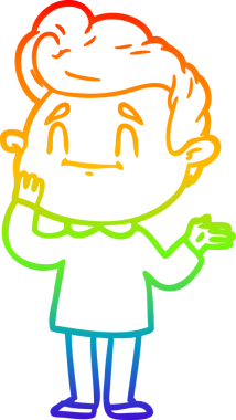 gökkuşağı gradyanı çizimi bir insan tarafından çizilmiş mutlu bir çizgi film adamı