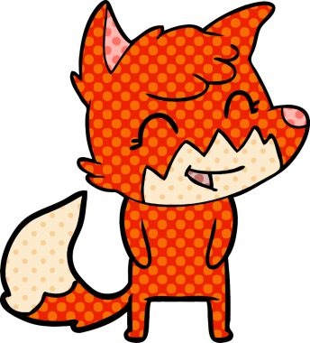 Bir insan tarafından çizilmiş mutlu çizgi film tilkisi.