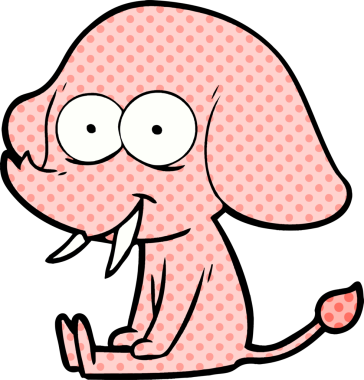 Bir insan tarafından çizilmiş mutlu bir fil.