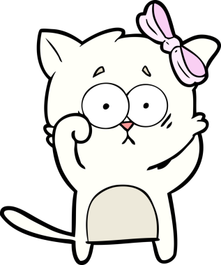 Bir insan tarafından çizilmiş çizgi film kedisi.