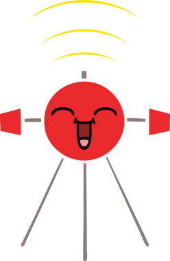 Bir insan tarafından çizilmiş düz renkli bir uydu karikatürü