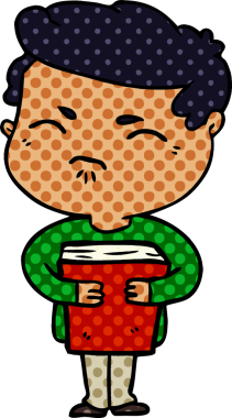 Bir insan tarafından çizilmiş bir kitapla rahatsız edilmiş bir adam.