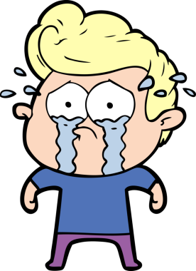 Bir insan tarafından çizilmiş ağlayan bir karikatür.