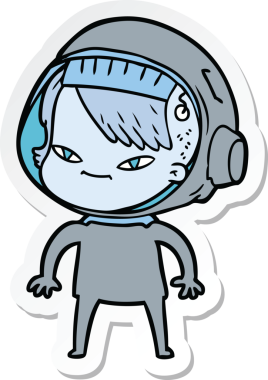 Bir insan tarafından çizilmiş astronot bir kadının çıkartması.