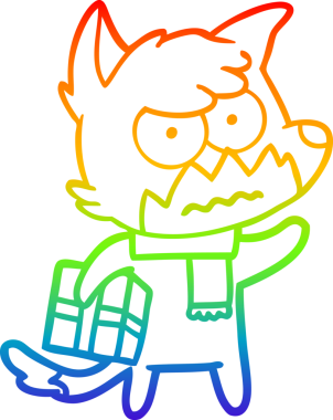 Gökkuşağı gradyan çizimi bir insan tarafından çizilmiş kızgın tilki çizimi