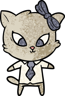 Bir insan tarafından çizilmiş çizgi film kedisi.