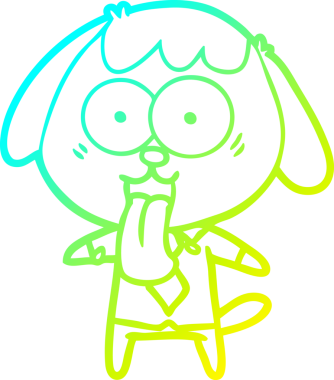 Bir insan tarafından çizilmiş ofis tişörtü giyen sevimli bir köpeğin çizimi.