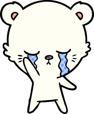 Ağlayan kutup ayısı bir insan tarafından çizilmiş.