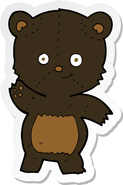 Bir insan tarafından çizilmiş siyah ayı sallayan bir karikatür çıkartması.