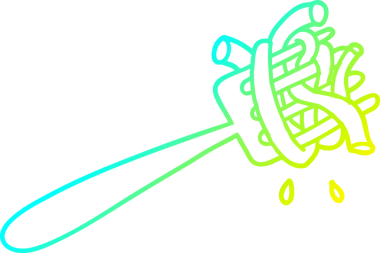 Soğuk gradyan çizgisi bir insan tarafından çizilmiş çatalla çizilmiş bir spagetti çizgi filmi.