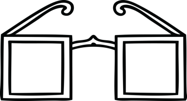 Bir insan tarafından çizilmiş kare bir gözlüğün çizgi çizimi