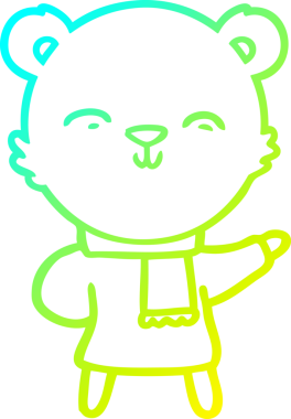 Bir insan tarafından çizilmiş mutlu bir kutup ayısının soğuk çizgi çizimi.