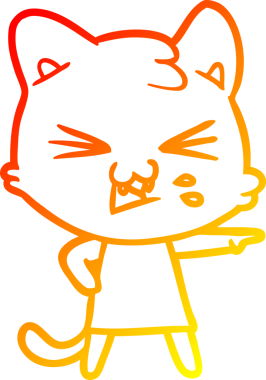 Bir insan tarafından çizilmiş çizgi film kedisinin sıcak çizgi çizimi