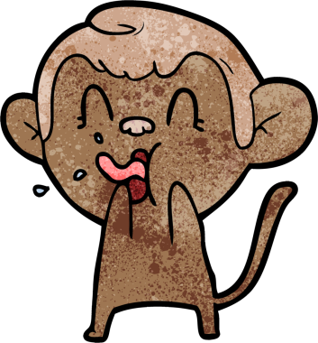 Bir insan tarafından çizilmiş çılgın çizgi film maymunu