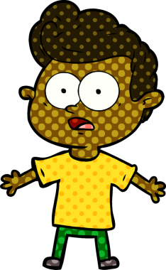 Bir insan tarafından çizilmiş çizgi film bakışlı adam.