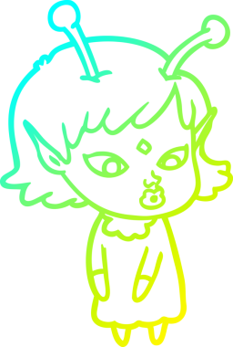 Bir insan tarafından çizilmiş güzel bir uzaylı kız çizimi.