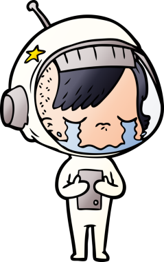 Bir insan tarafından çizilmiş ağlayan astronot kız.