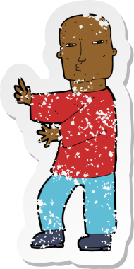 Bir insan tarafından çizilmiş sert bir adamın karikatür yapıştırması.