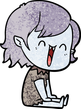 Bir insan tarafından çizilmiş mutlu vampir kız çizgi filmi.