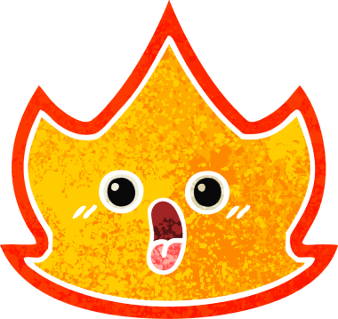 Bir insanın çizdiği ateşin retro illüstrasyon tarzı karikatürü