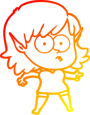 Bir çizgi film karakteri çizimi bir insan tarafından çizilmiş elf kızı şok etti.