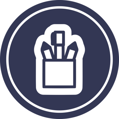 Bir insan tarafından çizilmiş kalem saksısı dairesel simgesi