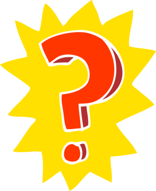 Bir insan tarafından çizilmiş düz renk çizim soru işareti