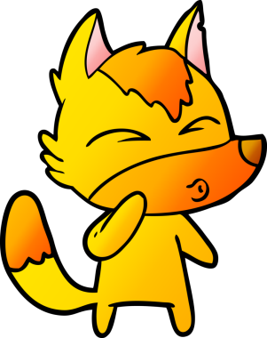 Bir insan tarafından çizilmiş tilki çizgi film karakteri