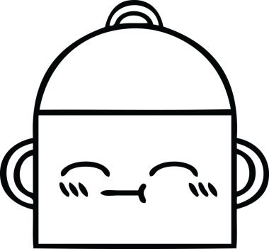 Bir insan tarafından çizilmiş bir tencere karikatürü.