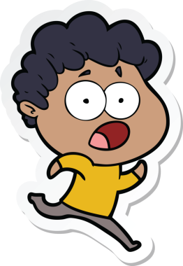 Bir insan tarafından çizilmiş, şaşırarak nefes nefese kalmış bir çizgi film karakterinin çıkartması.