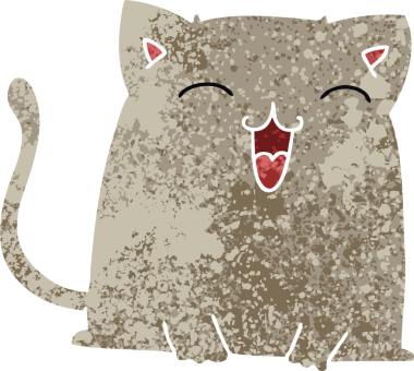 Bir insan tarafından çizilmiş eski çizim tarzı tuhaf çizgi film kedisi