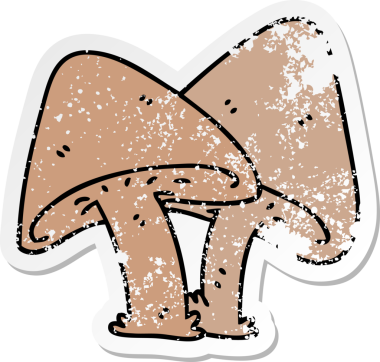 Bir insan tarafından çizilmiş garip bir el mantarının sıkıntılı çıkartması.