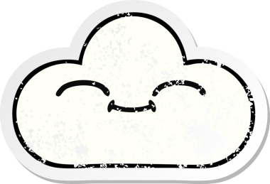 Bir insan tarafından çizilmiş şirin beyaz bulutun sıkıntılı çıkartması.