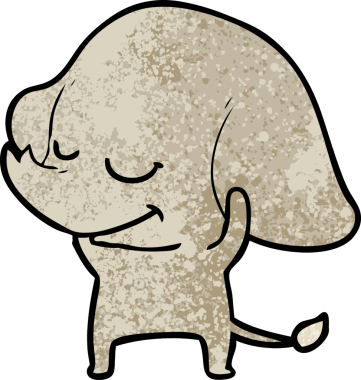 Bir insan tarafından çizilmiş gülümseyen bir fil.