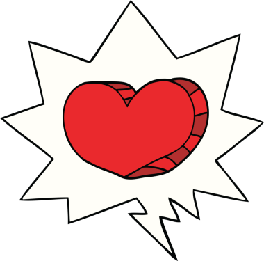 bir insan tarafından çizilmiş bir konuşma baloncuğu ile kalbi sevmek