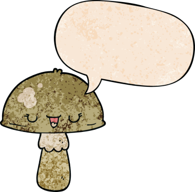 bir insan tarafından çizilmiş eski moda konuşma baloncuklu mantar.