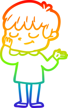 gökkuşağı gradyan çizgi çizimi bir insan tarafından çizilmiş mutlu bir çocuk