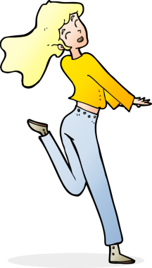 Çizgi filmdeki mutlu kız bir insan tarafından çizilmiş bacağını tekmeliyor.