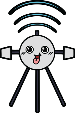 Bir insan tarafından çizilmiş sevimli bir uydu karikatürü.