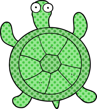 Bir insan tarafından çizilmiş karikatür kaplumbağası.