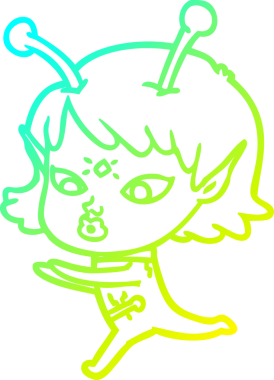 Bir insan tarafından çizilmiş güzel bir uzaylı kız çizimi.