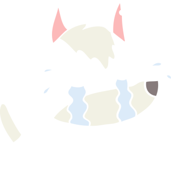 Bir insan tarafından çizilmiş düz renkli ağlayan kurt resmi.